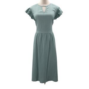 BLOOMCHIC 18-20 2X Plus Sage green Flutter sleeve pockets knee dress NWT B41